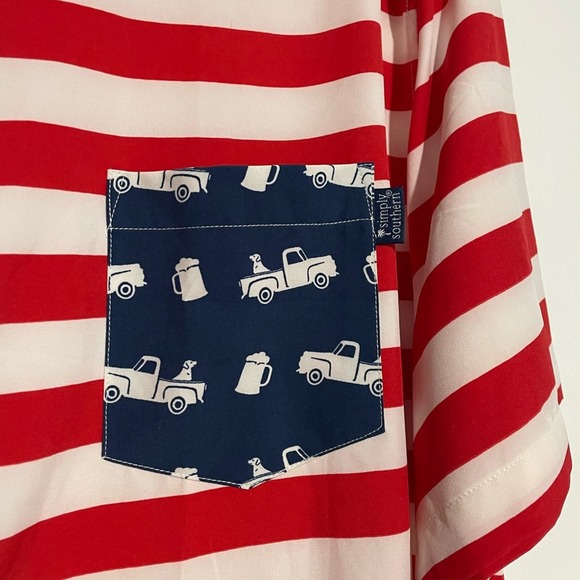Simply Southern Americana Truck Beer Button Up Patriotic Shirt XL - Picture 3 of 7